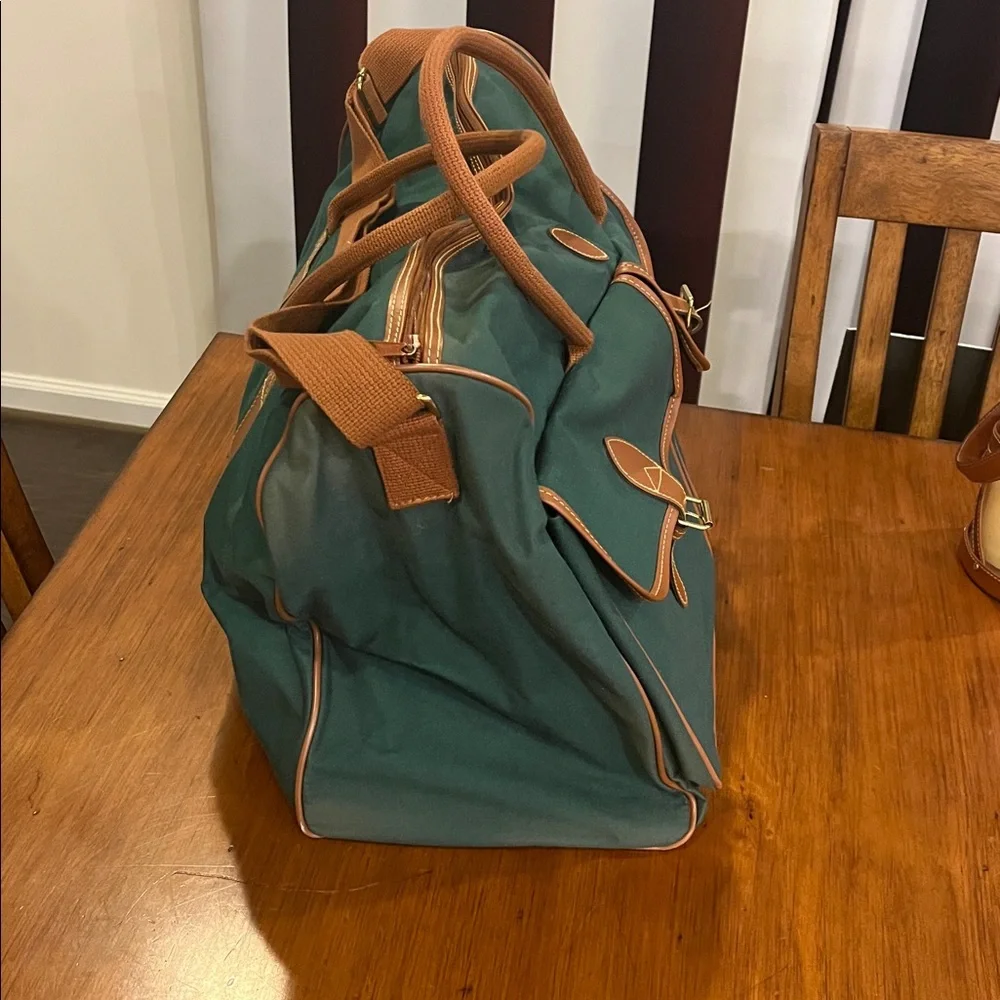 Polo Ralph Lauren Vintage Duffle Bag Travel Luggage green canvas